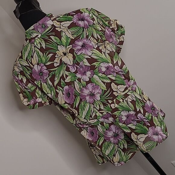 Sag Harbor  sz PL sheer floral button front collared blouse - Picture 4 of 9